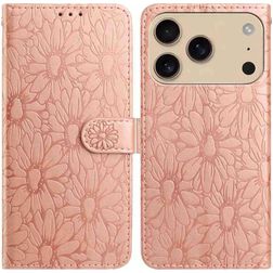 Mobigear Flowers Housse iPhone 17 Pro Etui Porte-Monnaie - Rose doré
