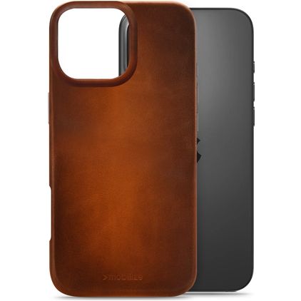 Mobilize Premium iPhone 16 Pro Max MagSafe Cuir véritable Coque arrière - Burned Cognac