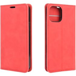 Mobigear Retro Slim Housse iPhone 12 Etui Porte-Monnaie - Rouge