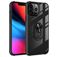 Mobigear Crystal Ring Coque iPhone 14 Pro Max Coque arrière Rigide avec Anneau-Support - Transparent / Noir