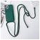 Mobigear Lanyard Card iPhone 15 Pro Max Coque avec cordon en Silicone et Porte-Cartes - Vert