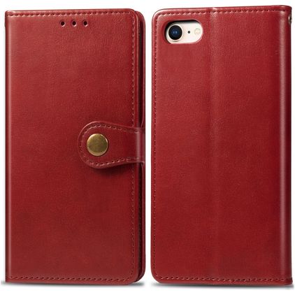 Mobigear Snap Button Housse iPhone 8 Etui Porte-Monnaie - Rouge