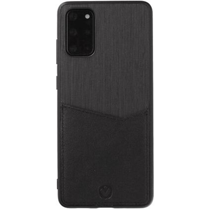 Valenta Card Slot Coque Samsung Galaxy S20 Plus Coque arrière en Cuir Véritable avec Porte-Cartes - Noir