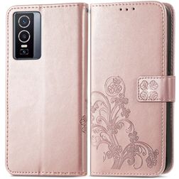 Mobigear Clover Housse Vivo Y76 Etui Porte-Monnaie - Rose doré