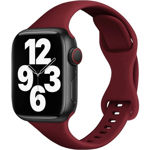 Mobigear Sport Slim Bracelet Silicone Apple Watch Fermeture à clou et passant - 42/41/40/38 mm - Bordeaux