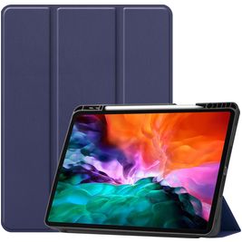 Mobigear Tri-Fold Gel Coque iPad Pro 12.9 Pouces (2021) Etui en TPU,Similicuir + Porte-crayon - Dark Blue