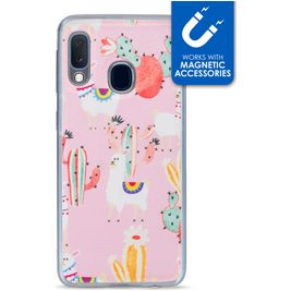 My Style Magneta Coque Samsung Galaxy A20e Coque arrière en TPU Souple - Pink Alpaca