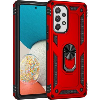 Mobigear Armor Ring Coque Samsung Galaxy A53 Coque arrière Rigide Anti-Chocs avec Anneau-Support - Rouge