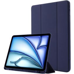 Mobigear Tri-Fold Gel Coque iPad Air 11 Pouces (2026) Etui en TPU,Similicuir + Porte-crayon - Dark Blue