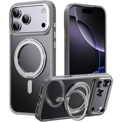 Mobigear Frosted Mag Coque iPhone 17 Pro MagSafe Coque arrière Rigide avec Support Amovible - Vert