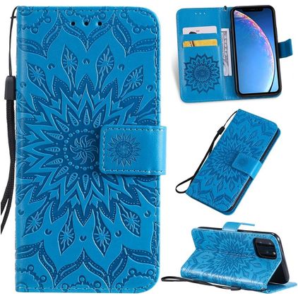 Mobigear Sunflower Housse iPhone 11 Pro Etui Porte-Monnaie - Bleu