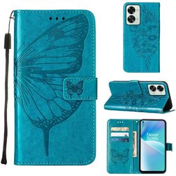 Mobigear Butterfly Housse OnePlus Nord 2T 5G Etui Porte-Monnaie - Bleu