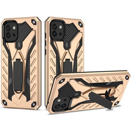 Mobigear Armor Stand Coque Samsung Galaxy A03 Coque arrière Rigide Anti-Chocs avec Support Amovible - Or