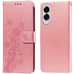 Mobigear Flowers Samsung Galaxy S25 Edge Étui Portefeuille - Rose doré