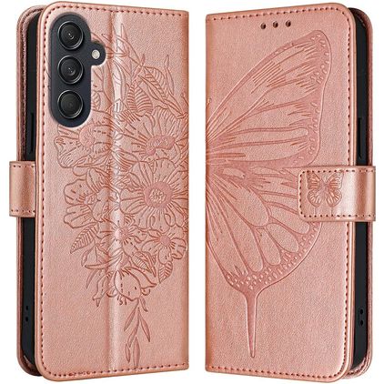 Mobigear Butterfly Samsung Galaxy M55 Étui Portefeuille - Rose doré
