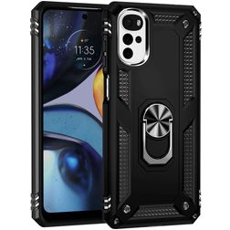 Mobigear Armor Ring Motorola Moto G22 Plastique rigide Coque arrière Antichoc avec bague de maintien - Noir