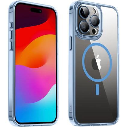 Valenta Trend Coque iPhone 15 Pro Max MagSafe Coque arrière Rigide - Transparent / Bleu