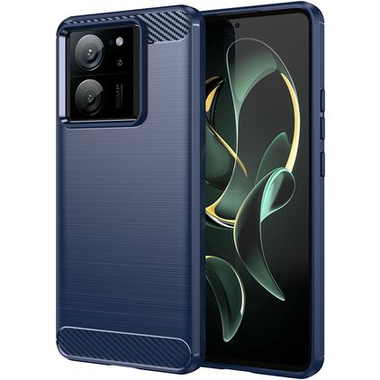 Mobigear Brushed Slim Coque Xiaomi 13T Pro Coque arrière en TPU Souple - Bleu