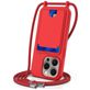 Mobigear Lanyard Card iPhone 16 Pro Coque avec cordon en Silicone et Porte-Cartes - Rouge