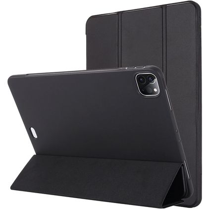 Mobigear Tri-Fold Gel Coque iPad Pro 12.9 Pouces (2022) Etui en TPU,Similicuir - Noir