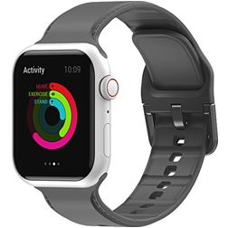 Mobigear Dashed Bracelet Silicone Apple Watch Fermeture boucle ardillon - 42/41/40/38 mm - Gris