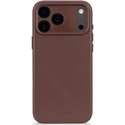 Decoded Coque iPhone 17 Pro Coque arrière en Cuir Véritable Anti-Chocs - Dark Ruby