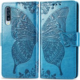 Mobigear Butterfly Housse Samsung Galaxy A50 Etui Porte-Monnaie - Bleu