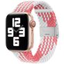 Mobigear Braided Bracelet Nylon Apple Watch Fermeture à pince - 42/41/40/38 mm - Blanc / Rose
