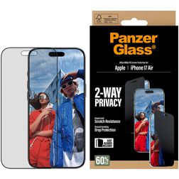 PanzerGlass Ultra-Wide Fit iPhone Air Verre trempé Protection d'écran Anti-espion - Compatible coque + Cadre de pose - Noir