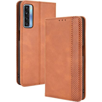 Mobigear Sensation Housse TCL 20S Etui Porte-Monnaie - Marron