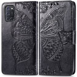Mobigear Butterfly Housse OPPO A52 Etui Porte-Monnaie - Noir