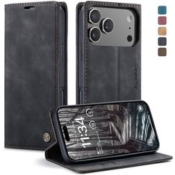 Caseme 013 Housse iPhone 17 Pro Max Etui Porte-Monnaie - Noir