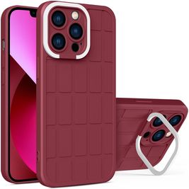 Mobigear Cube Coque iPhone 14 Coque arrière Rigide avec Support Amovible - Rouge