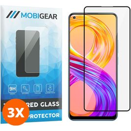 Mobigear Premium Realme 8 Verre trempé Protection d'écran - Compatible Coque - Noir (Lot de 3)
