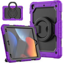 Mobigear RingGuard Coque iPad 9 (2021) Coque arrière en Plastique rigide,Silicone + Support Amovible - Violet
