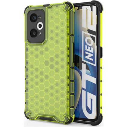 Mobigear Honeycomb Coque Realme GT Neo2 Coque arrière Rigide Anti-Chocs - Vert