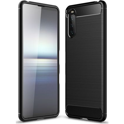 Mobigear Brushed Slim Sony Xperia 10 III TPU souple Coque arrière - Noir