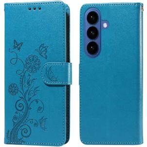 Mobigear Flowers Housse Samsung Galaxy S26 Etui Porte-Monnaie - Bleu