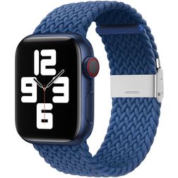 Mobigear Braided Bracelet Nylon pour Apple Watch Fermeture à pince - 49/46/45/44 mm - Bleu foncé