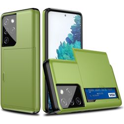 Mobigear Brushed Credit Card Slot Case Green Samsung Galaxy S21 Ultra