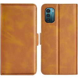 Mobigear Slim Magnet Housse Nokia G21 Etui Porte-Monnaie - Cognac