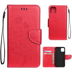 Mobigear Flowers Housse iPhone 11 Etui Porte-Monnaie - Rouge