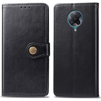 Mobigear Snap Button Housse POCO F2 Pro Etui Porte-Monnaie - Noir