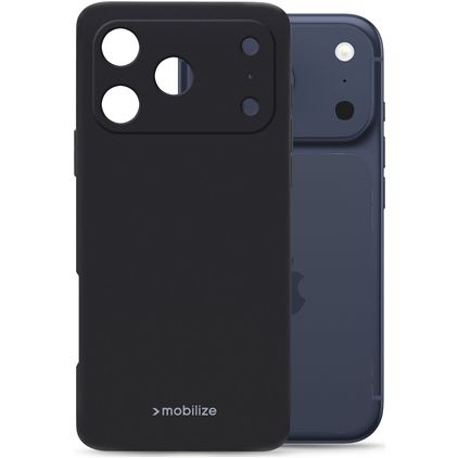 Mobilize Rubber Gelly Coque iPhone 17 Pro Coque arrière en TPU Souple - Noir