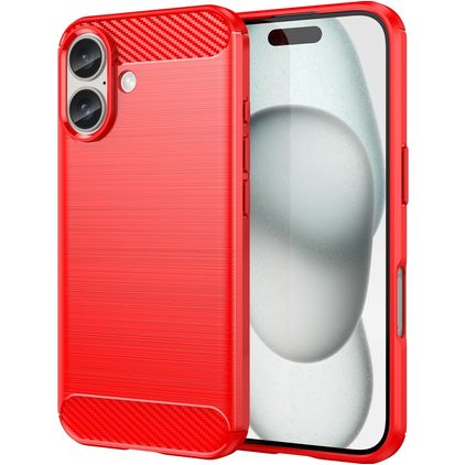 Mobigear Brushed Slim Coque iPhone 16 Coque arrière en TPU Souple - Rouge