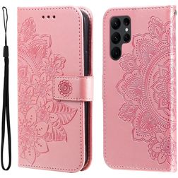 Mobigear Flowers Housse Samsung Galaxy S23 Ultra Etui Porte-Monnaie - Magenta