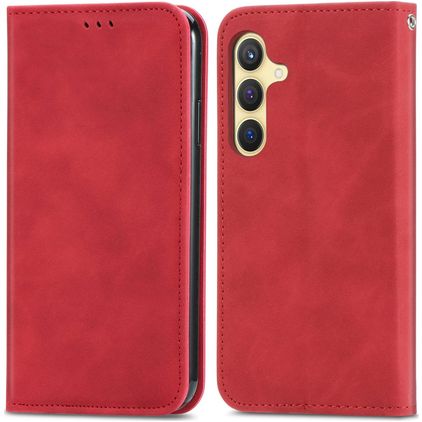 Mobigear Retro Slim Housse Samsung Galaxy S25 Etui Porte-Monnaie - Rouge