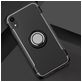Mobigear Armor Ring Coque iPhone XR Coque arrière Rigide Anti-Chocs avec Anneau-Support - Noir