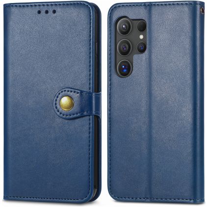 Mobigear Snap Button Housse Samsung Galaxy S25 Ultra Etui Porte-Monnaie - Bleu