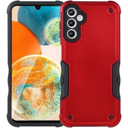 Mobigear Non-slip Armor Coque Samsung Galaxy A14 Coque arrière Rigide Anti-Chocs - Rouge